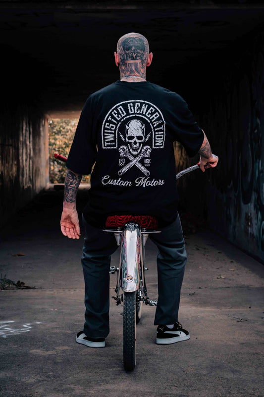 Custom Motors Skull Oversized T-shirt - Black - Twisted Generation