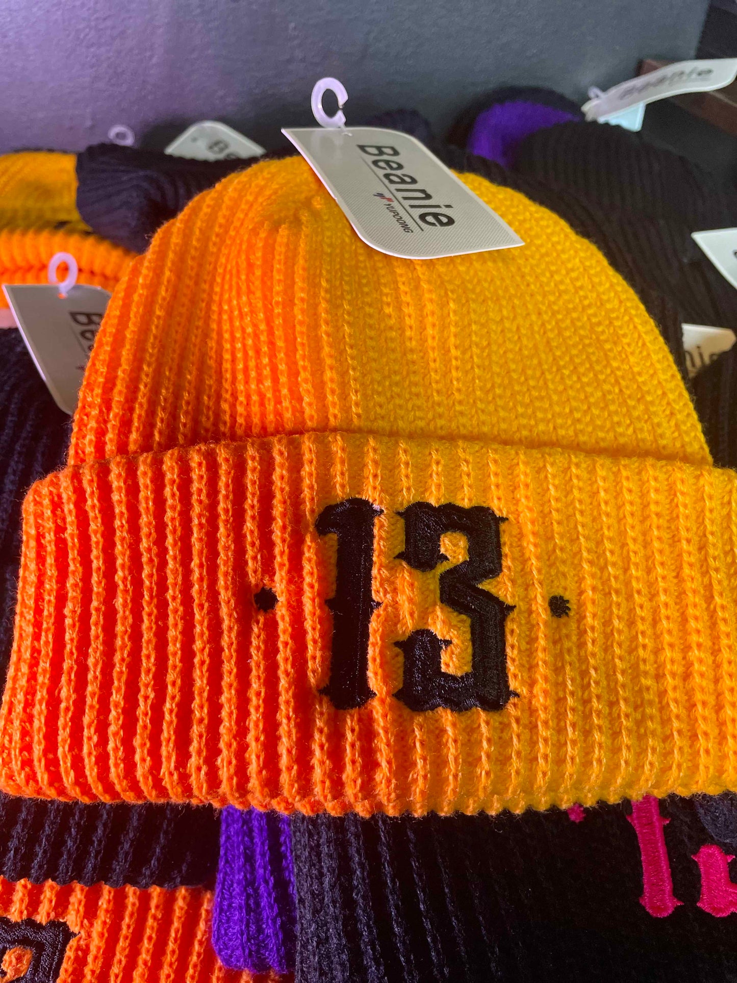 Luxury 13 Beanie - Black on yellow