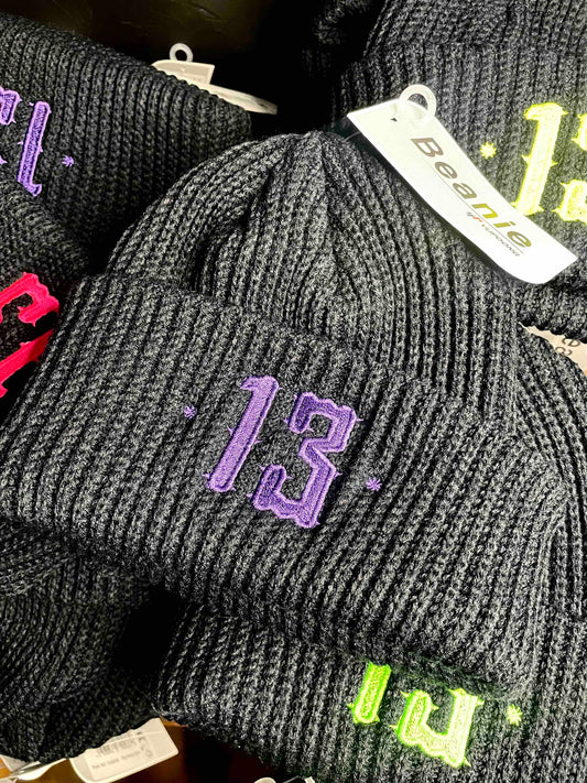 Luxury 13 Beanie - Plum on black