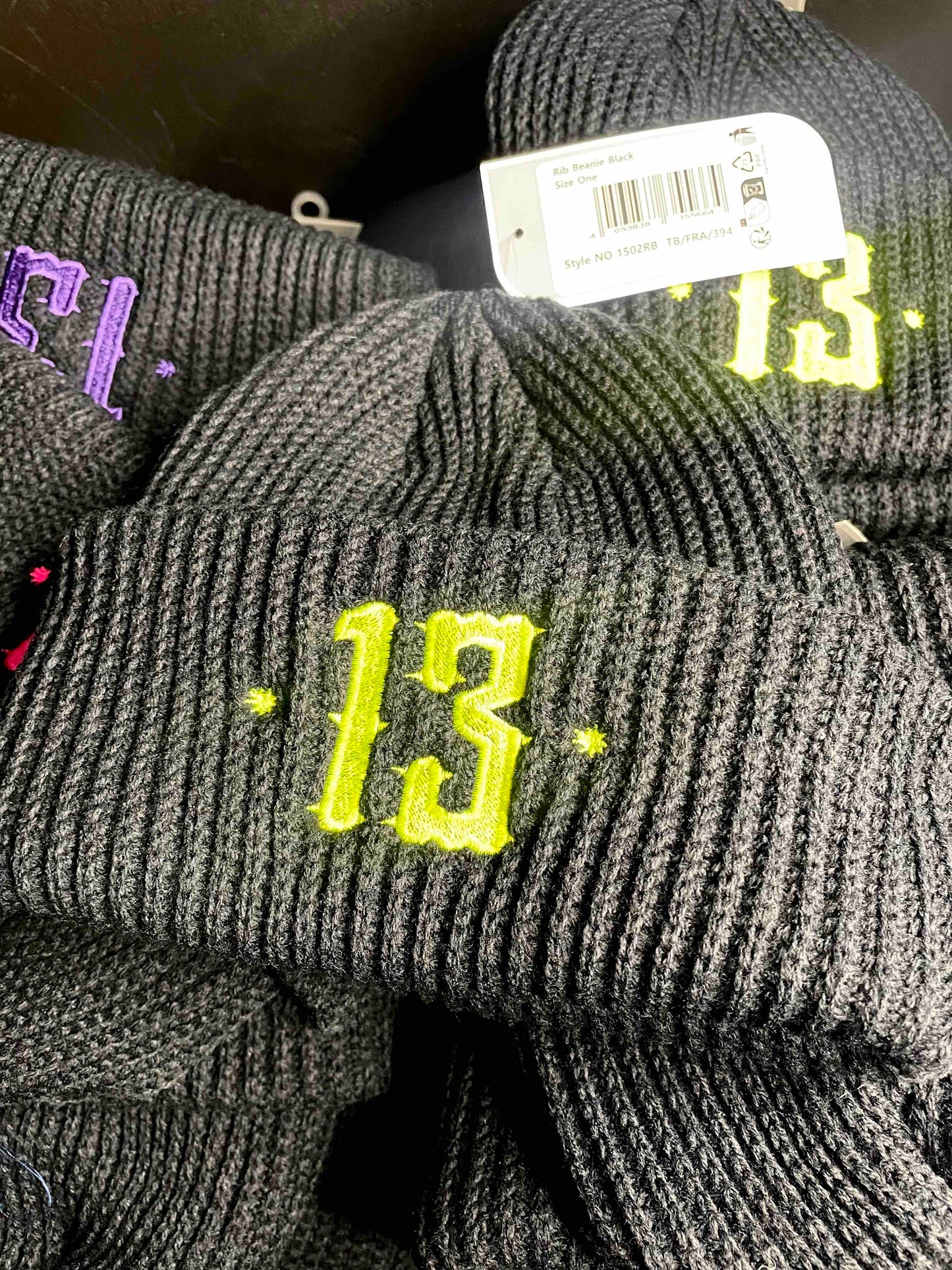 Luxury 13 Beanie - Neon Yellow on black