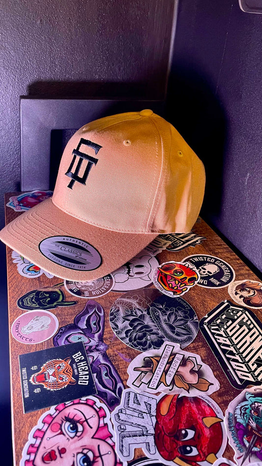 Retro Trucker Snapback Cap - Black on Butter Yellow